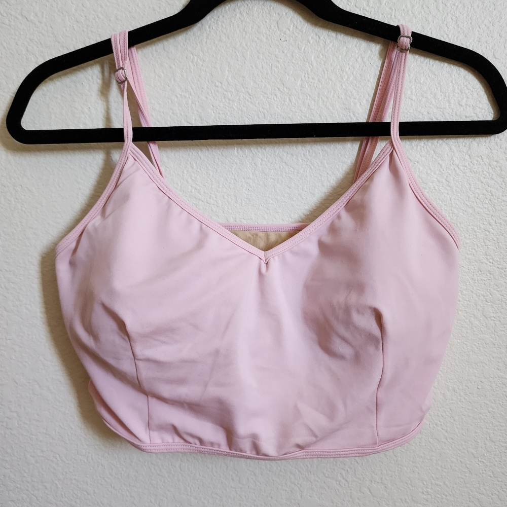 Kortni Jeane V-Crop Pink Swim Top Size XL Extra LARGE